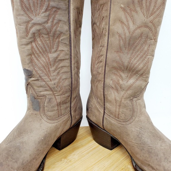 Steve Madden Lonestar Western Boots Womens 7.5 Brown Leather Cowboy Pointed Toe - Picture 7 of 15